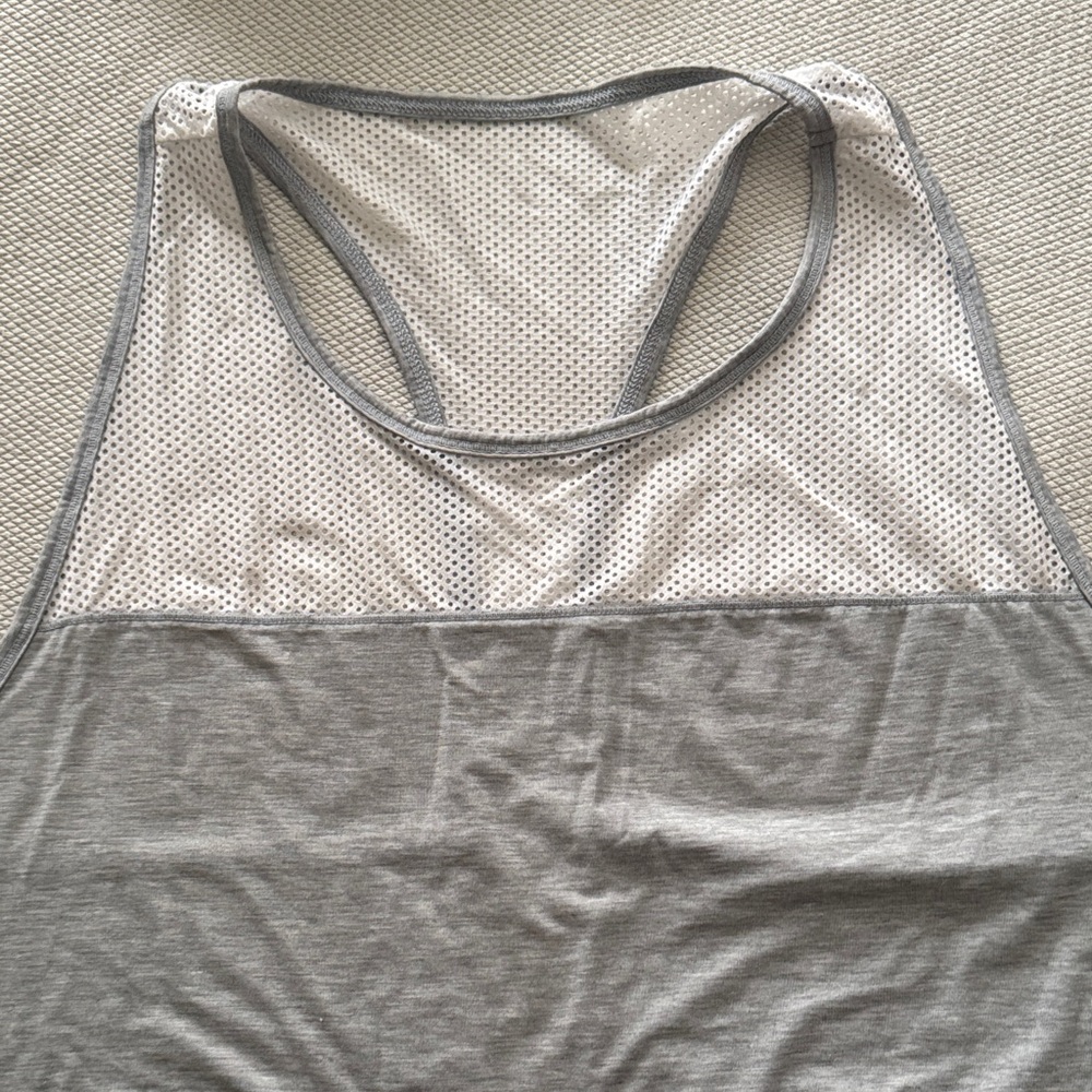 Athleta Gray and White Racerback Tank Top